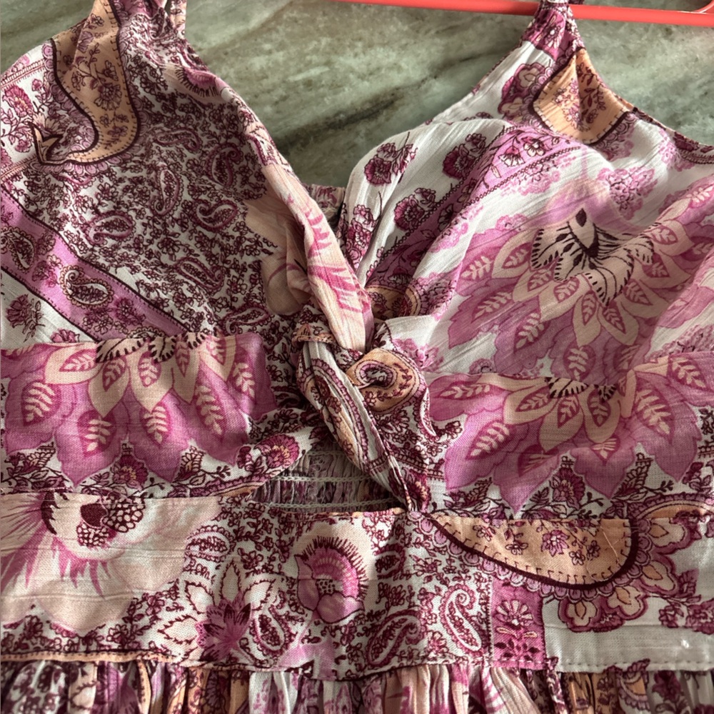 ANGIE Pink Paisley Maxi Dress Twist Front Cut Out Boho Size S NWT - Picture 2 of 7